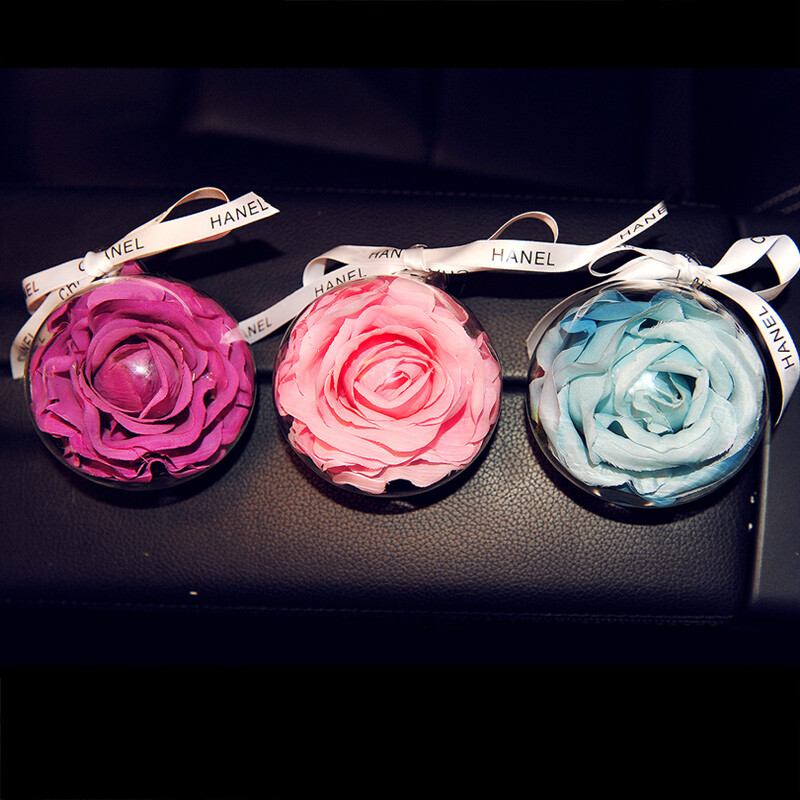 深普達水晶汽車掛件 創意個性花朵汽車飾品 車內掛件 車飾 汽車掛飾6 淺粉